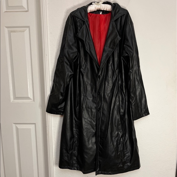 unbranded Jackets & Blazers - Black Faux Leather Trench Coat Vegan Halloween Gothic Vampire Matrix Punk Sz XXL